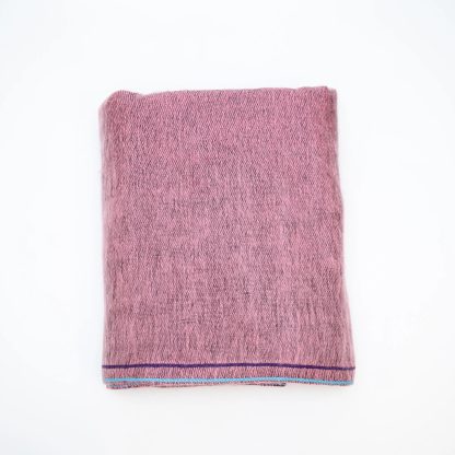 Soft Mist Berry Contrast Stitched Throw Blanket - Image 6