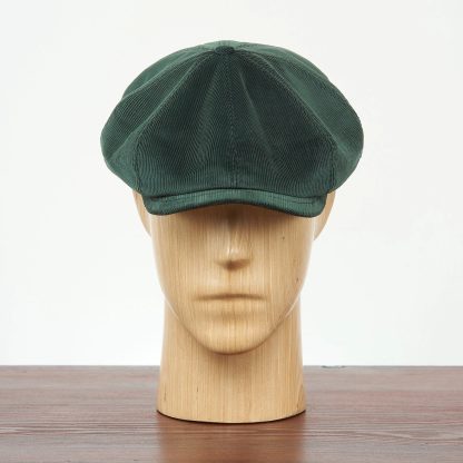Dark green corduroy vintage newsboy cap - Image 3