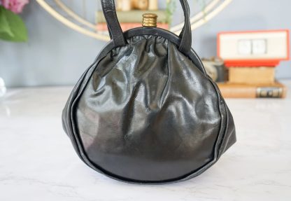 Vintage Black Textured Leather Lock Tote - Image 6