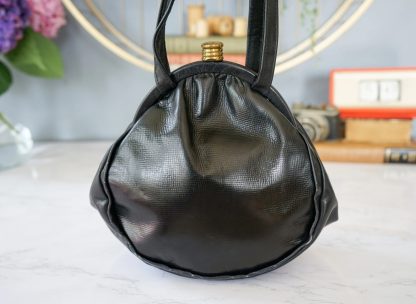 Vintage Black Textured Leather Lock Tote - Image 4