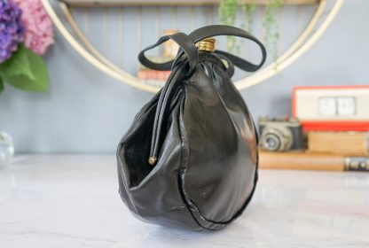 Vintage Black Textured Leather Lock Tote - Image 3