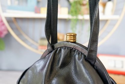 Vintage Black Textured Leather Lock Tote - Image 2