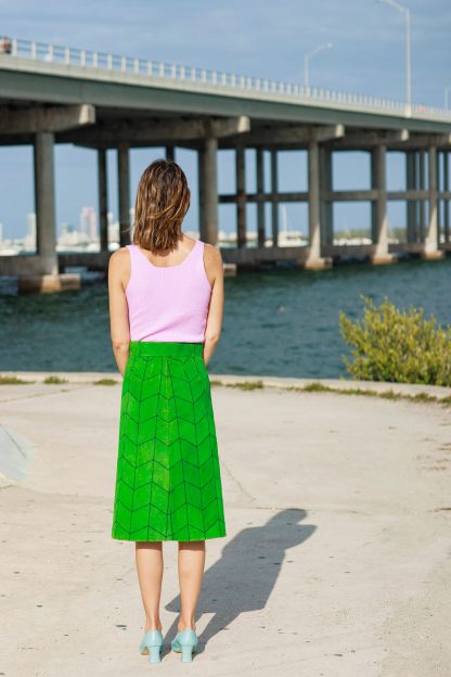 Green plaid high waist hip skirt - Image 11