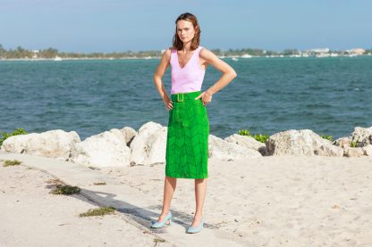 Green plaid high waist hip skirt - Image 2