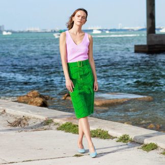 Green plaid high waist hip skirt
