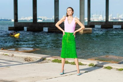 Green plaid high waist hip skirt - Image 6