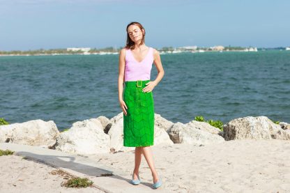 Green plaid high waist hip skirt - Image 4