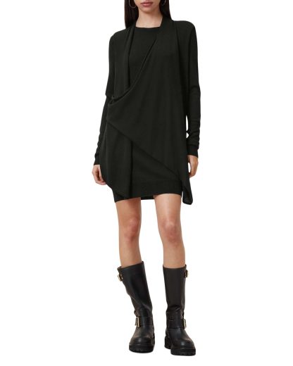 Black pile collar knit dress