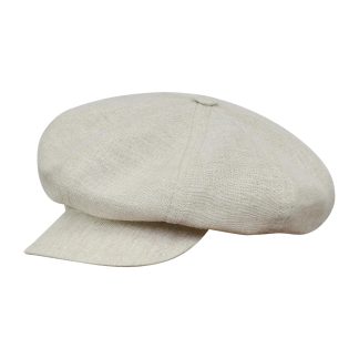 Literary light beige linen retro newsboy cap