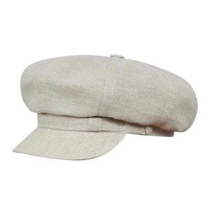 Literary light beige linen retro newsboy cap - Image 4