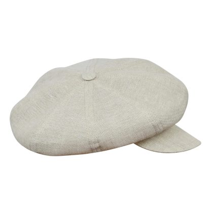 Literary light beige linen retro newsboy cap - Image 3
