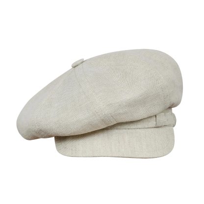Literary light beige linen retro newsboy cap - Image 2