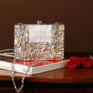 Vintage silver shell and pearl evening bag
