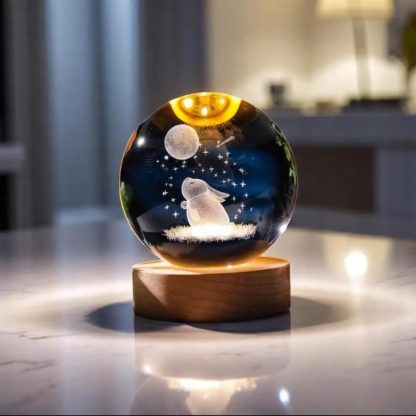 Crystal Moon-Gazing Rabbit Night Light Ornament - Image 4