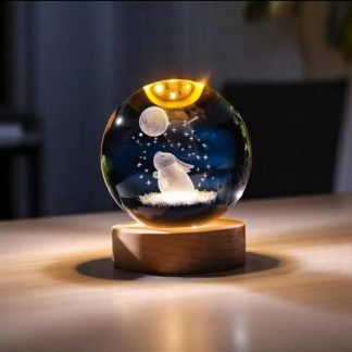 Crystal Moon-Gazing Rabbit Night Light Ornament