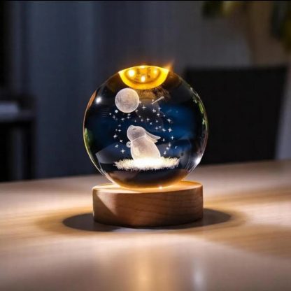 Crystal Moon-Gazing Rabbit Night Light Ornament