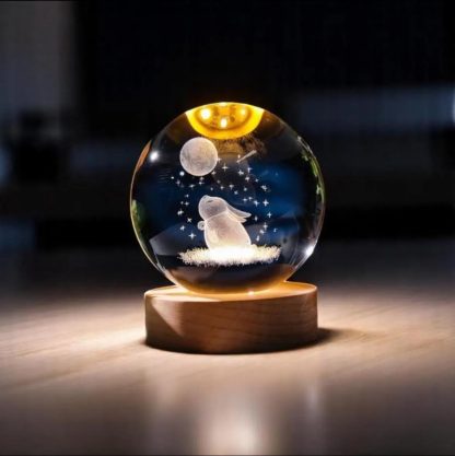 Crystal Moon-Gazing Rabbit Night Light Ornament - Image 2