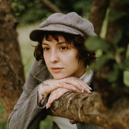 Gray and black herringbone wool newsboy cap - Image 6