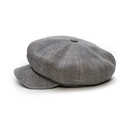 Gray and black herringbone wool newsboy cap - Image 5