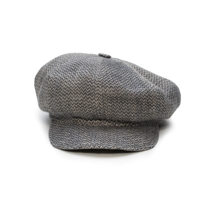 Gray and black herringbone wool newsboy cap - Image 2