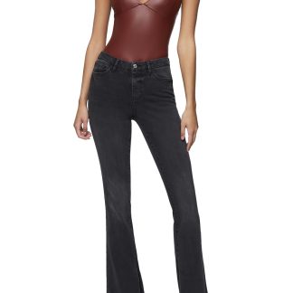 Dark grey washed high waist bootcut jeans