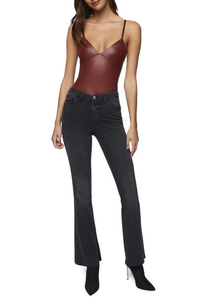 Dark grey washed high waist bootcut jeans