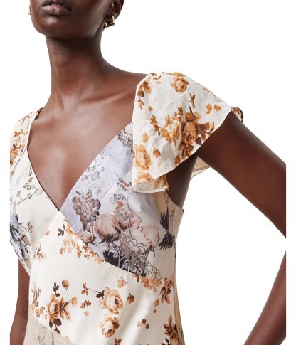 Floral Panel V-Neck Long Dress - Image 2
