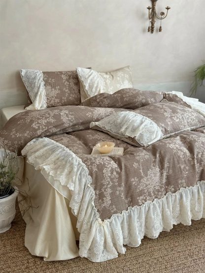 Retro pastoral lace four-piece bedding set - Image 9