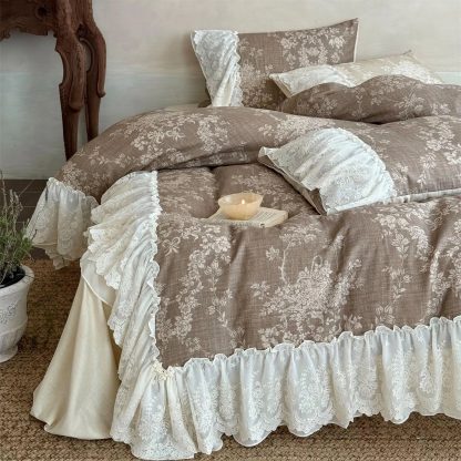 Retro pastoral lace four-piece bedding set - Image 8