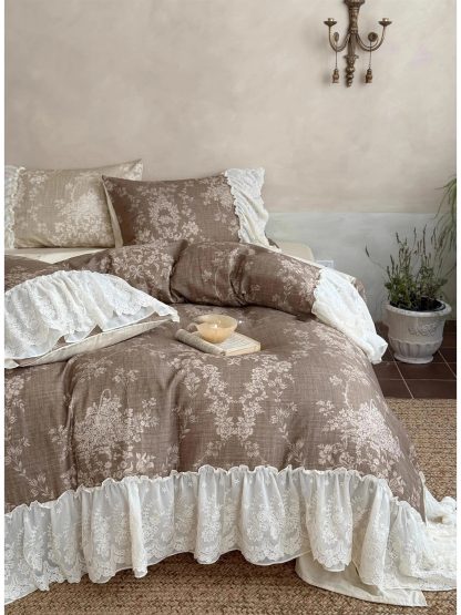 Retro pastoral lace four-piece bedding set - Image 5