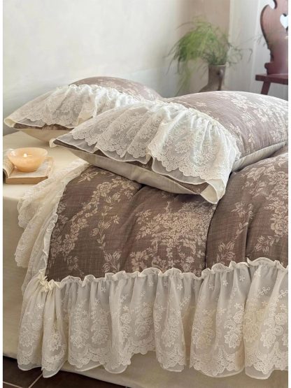 Retro pastoral lace four-piece bedding set - Image 4