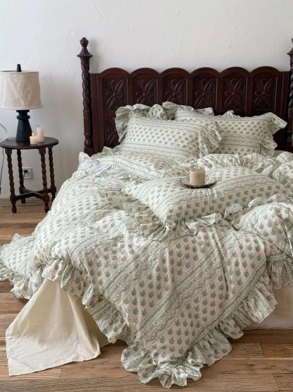 Retro pastoral small floral ruffled bedding four-piece set - Image 7