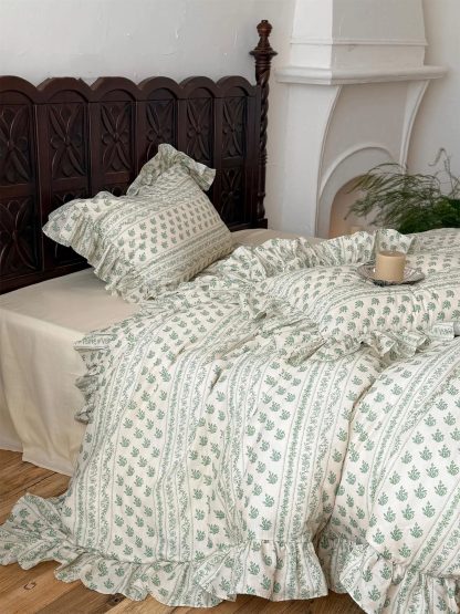Retro pastoral small floral ruffled bedding four-piece set - Image 6