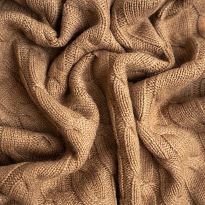 Camel cable-knit blend throw blanket - Image 9