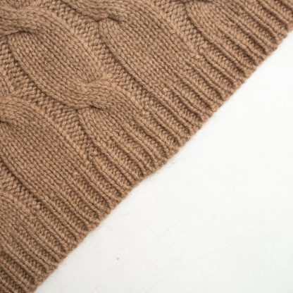 Camel cable-knit blend throw blanket - Image 3