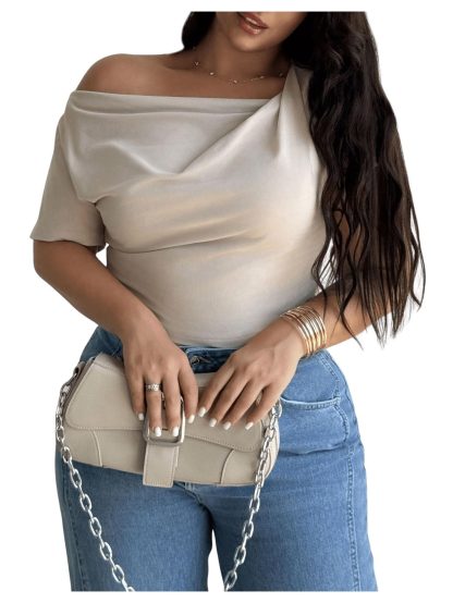 One-shoulder off-the-shoulder cropped top - Image 5