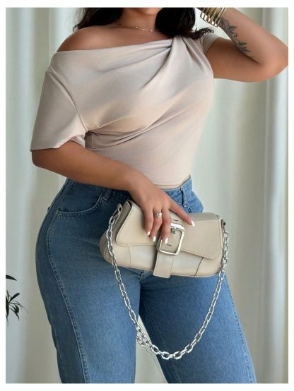 One-shoulder off-the-shoulder cropped top - Image 2