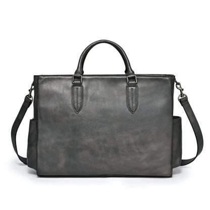Vintage distressed leather men's briefcase - Image 9