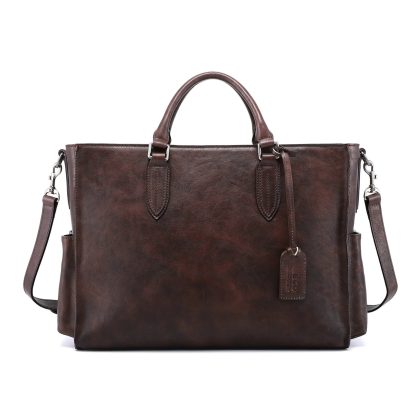 Vintage distressed leather men's briefcase