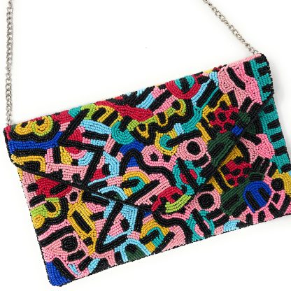 Artistic Graffiti Handmade Beaded Clutch - Image 11