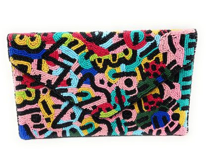 Artistic Graffiti Handmade Beaded Clutch - Image 10
