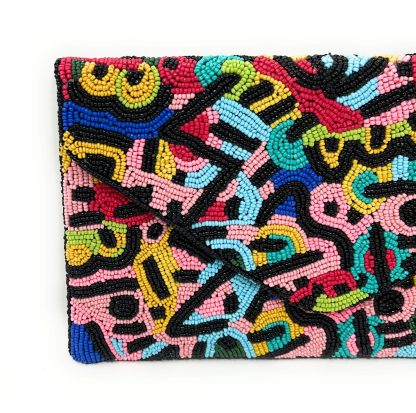 Artistic Graffiti Handmade Beaded Clutch - Image 8