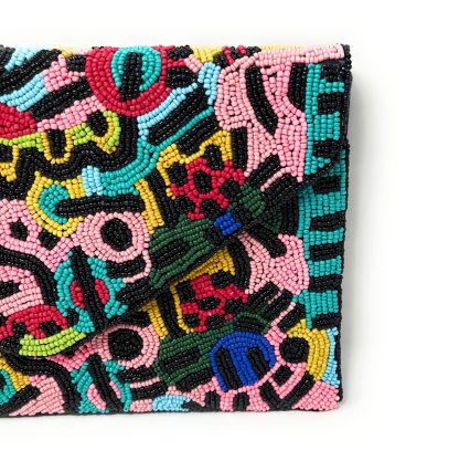Artistic Graffiti Handmade Beaded Clutch - Image 7