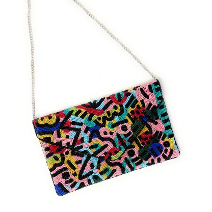 Artistic Graffiti Handmade Beaded Clutch - Image 5