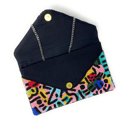 Artistic Graffiti Handmade Beaded Clutch - Image 4