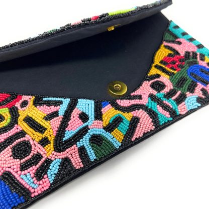 Artistic Graffiti Handmade Beaded Clutch - Image 3