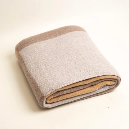 Earth-tone patchwork knitted throw blanket - Image 8