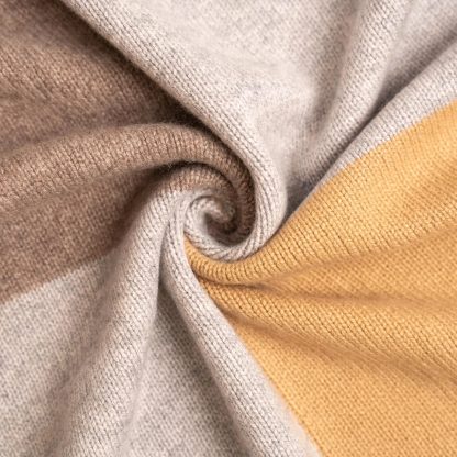 Earth-tone patchwork knitted throw blanket - Image 4
