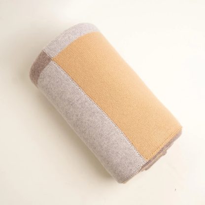 Earth-tone patchwork knitted throw blanket - Image 3