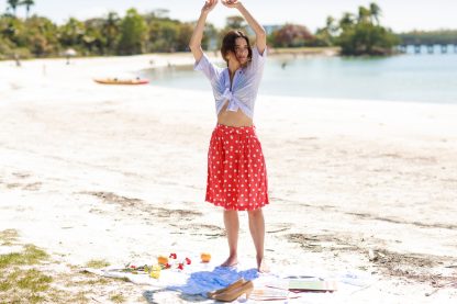 Red Polka Dot High-Waisted A-Line Skirt - Image 9